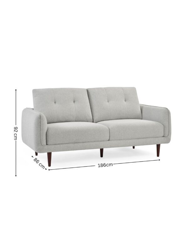 Remy 3 Seater Light Grey Fabric Sofa - Image 9
