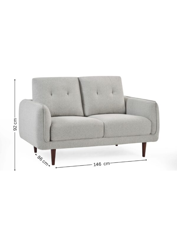 Remy 2 Seater Light Grey Fabric Sofa - Image 9