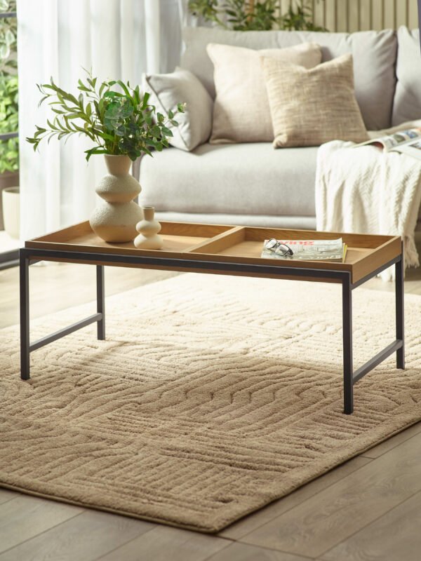 Reuben Reversible Tray Coffee Table - Oak Effect - Image 3