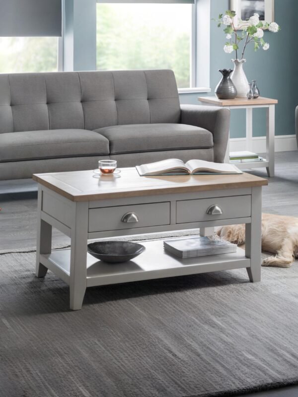 Richmond Coffee Table With 2 Drawers – Grey/Pale Oak