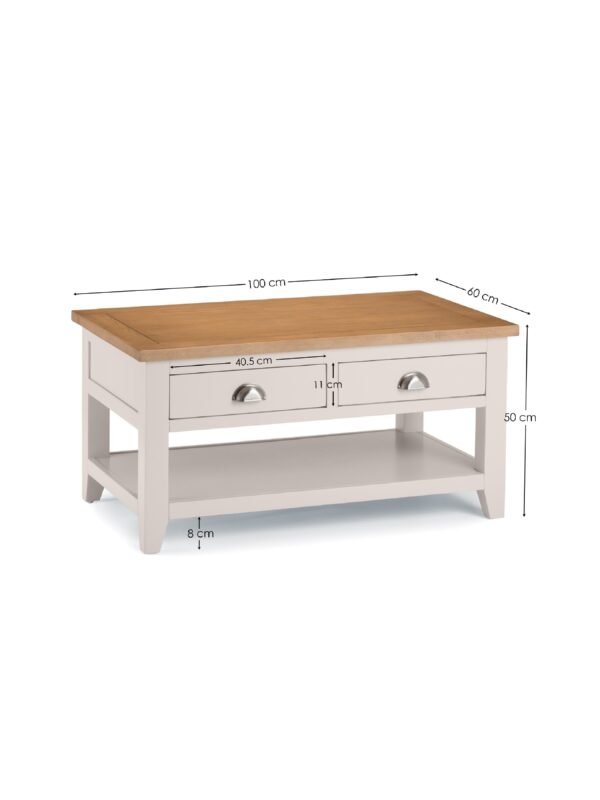 Richmond Coffee Table With 2 Drawers - Grey/Pale Oak - Image 5