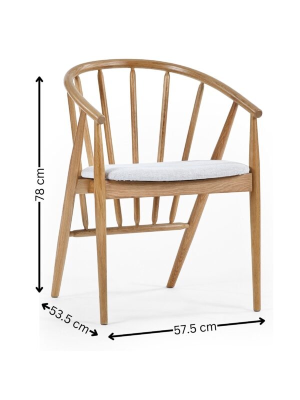Rory Oak Curved Back Dining Chair - Image 7