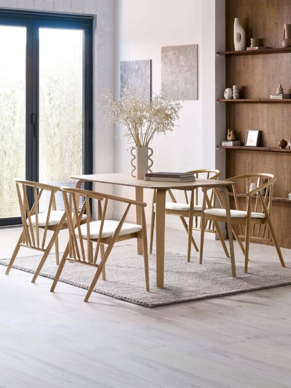Rory Oak Curved Back Dining Chair - Image 8