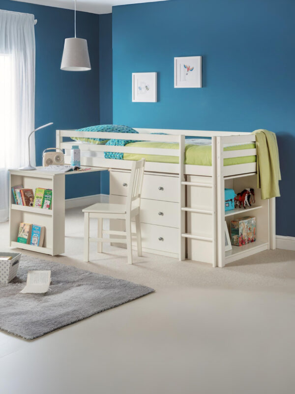 Roxy 90cm Single White Midsleeper Cabin Bed with Desk - Image 2
