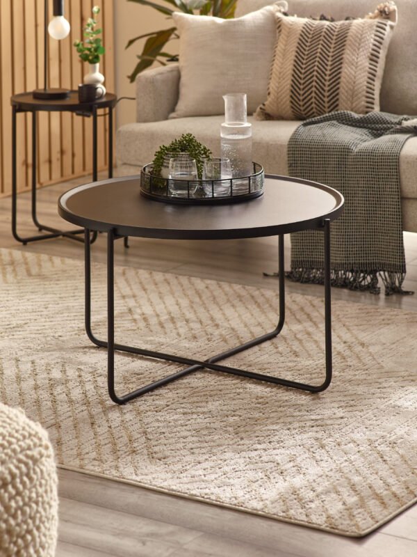 Sagrada Round Black Coffee and Lamp Table Set - Image 3