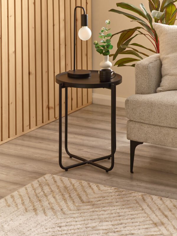 Sagrada Round Black Coffee and Lamp Table Set - Image 4