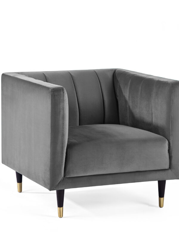 Salma Scalloped Back Chair - Grey - Image 2