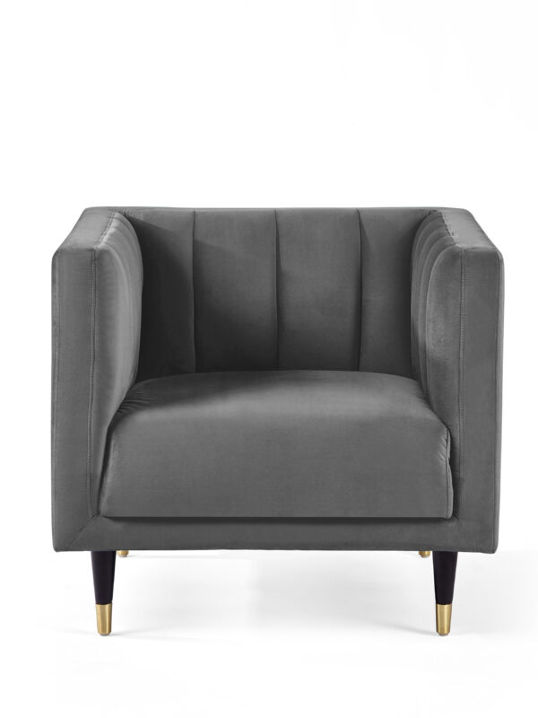 Salma Scalloped Back Chair - Grey - Image 3