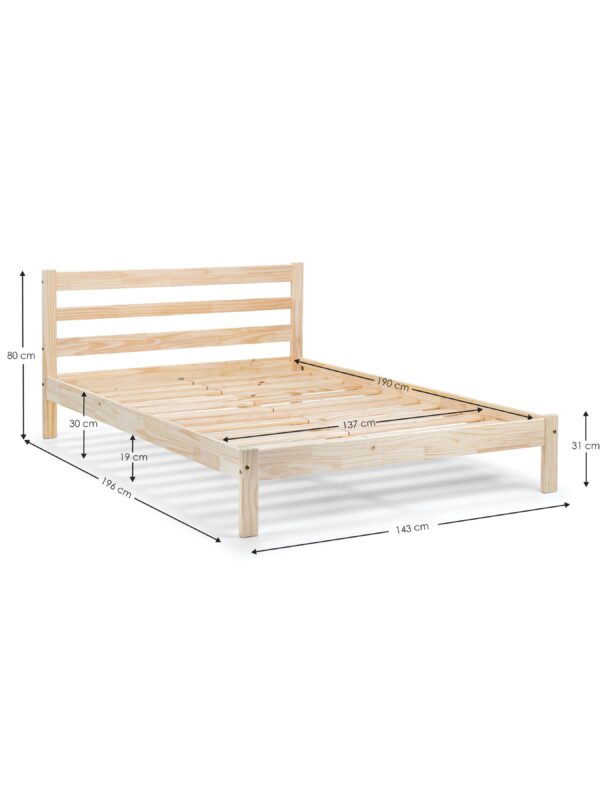 Sami 135cm Double Unfinished Solid Pine Bed - Image 8
