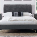 Sanderson 150cm King Grey Velvet Quilted Headboard Bed