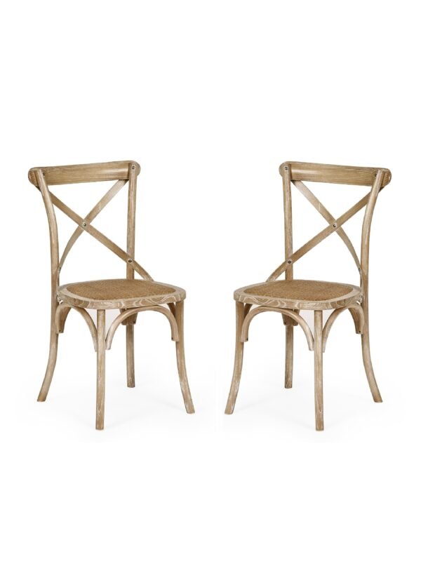 Set of 2 Satie Limed Oak Rattan Bistro Chairs - Image 4