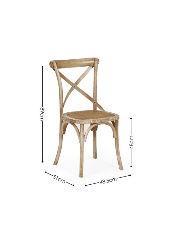 Set of 2 Satie Limed Oak Rattan Bistro Chairs - Image 9