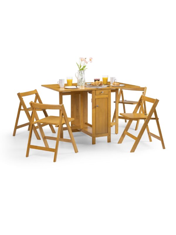 Savoy 4 Seater Drop Leaf Gateleg Dining Set with Folding Chairs - Image 2