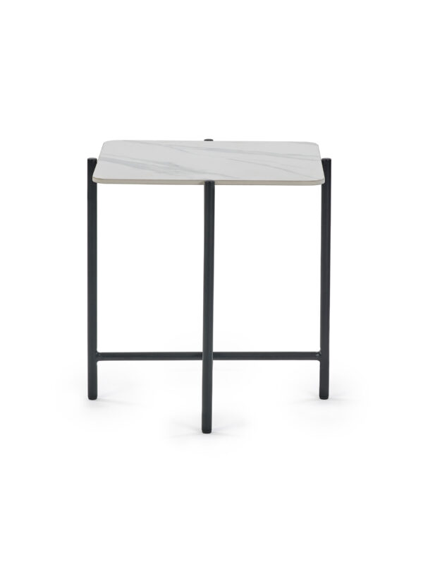 Siena White Marbled Sintered Stone Square Lamp Table - Image 3