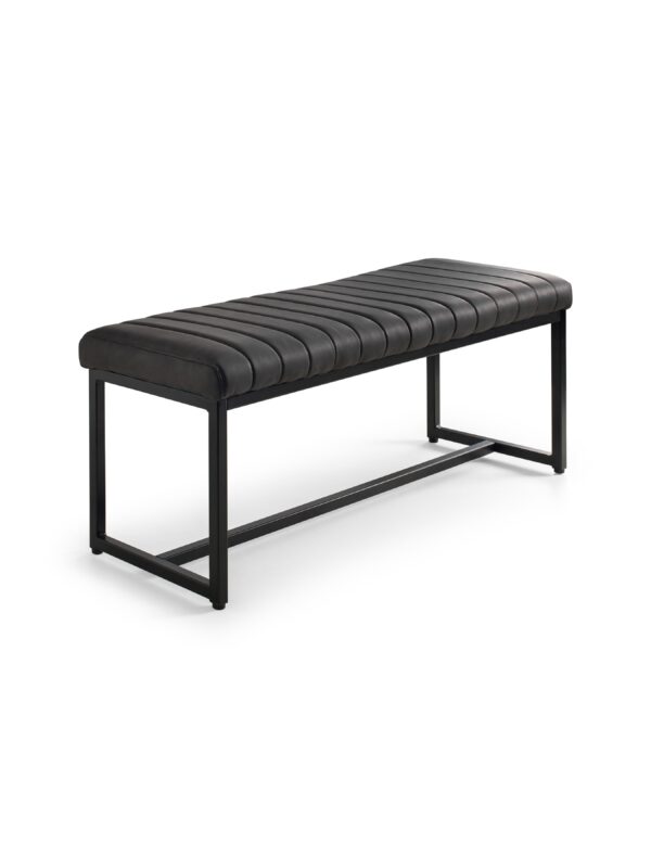 Soho 2 Seater Dining Bench - Antique Black Faux Leather - Image 2