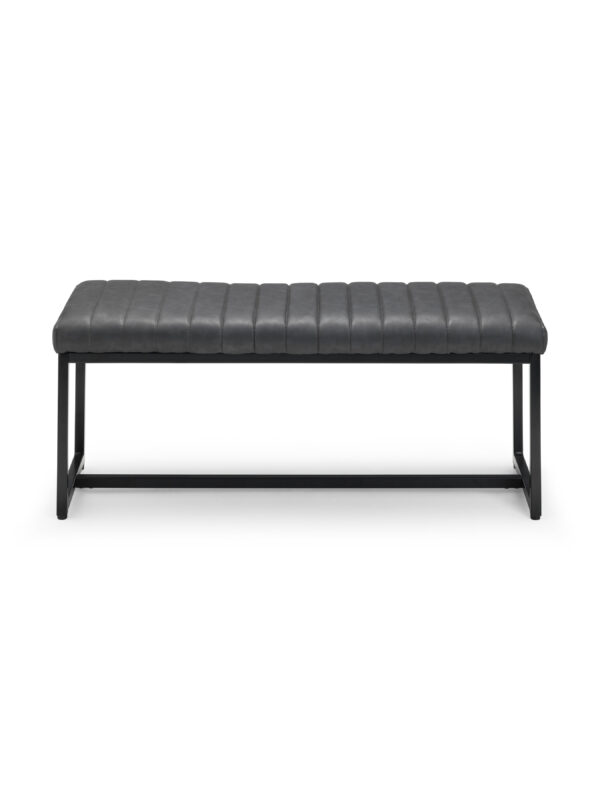 Soho 2 Seater Dining Bench - Antique Black Faux Leather - Image 3