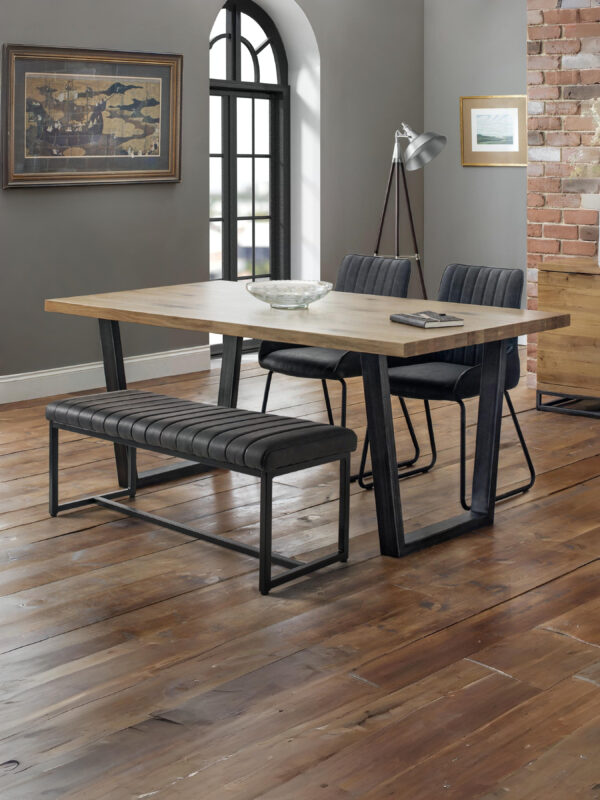 Soho 2 Seater Dining Bench - Antique Black Faux Leather - Image 5