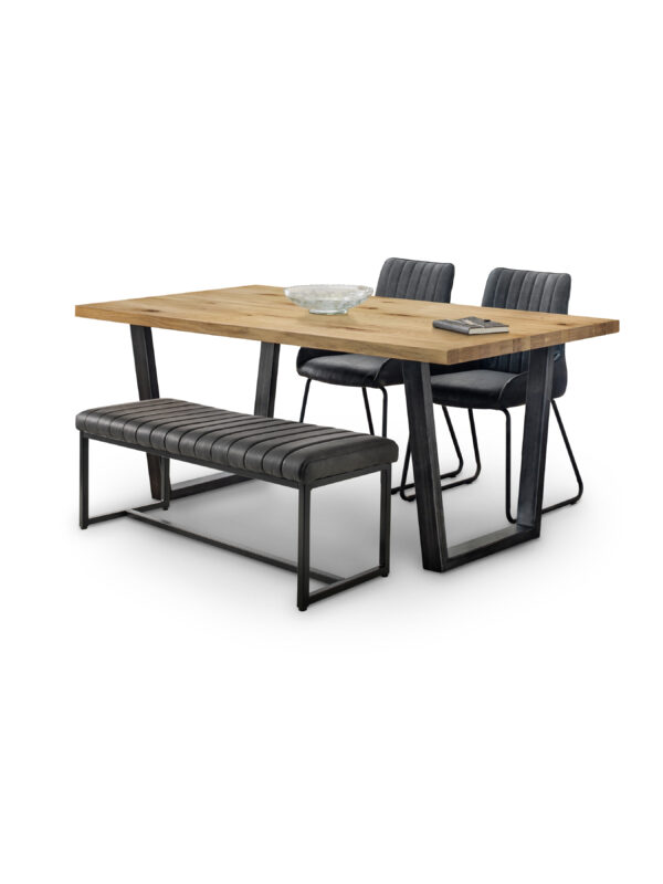 Soho 2 Seater Dining Bench - Antique Black Faux Leather - Image 6