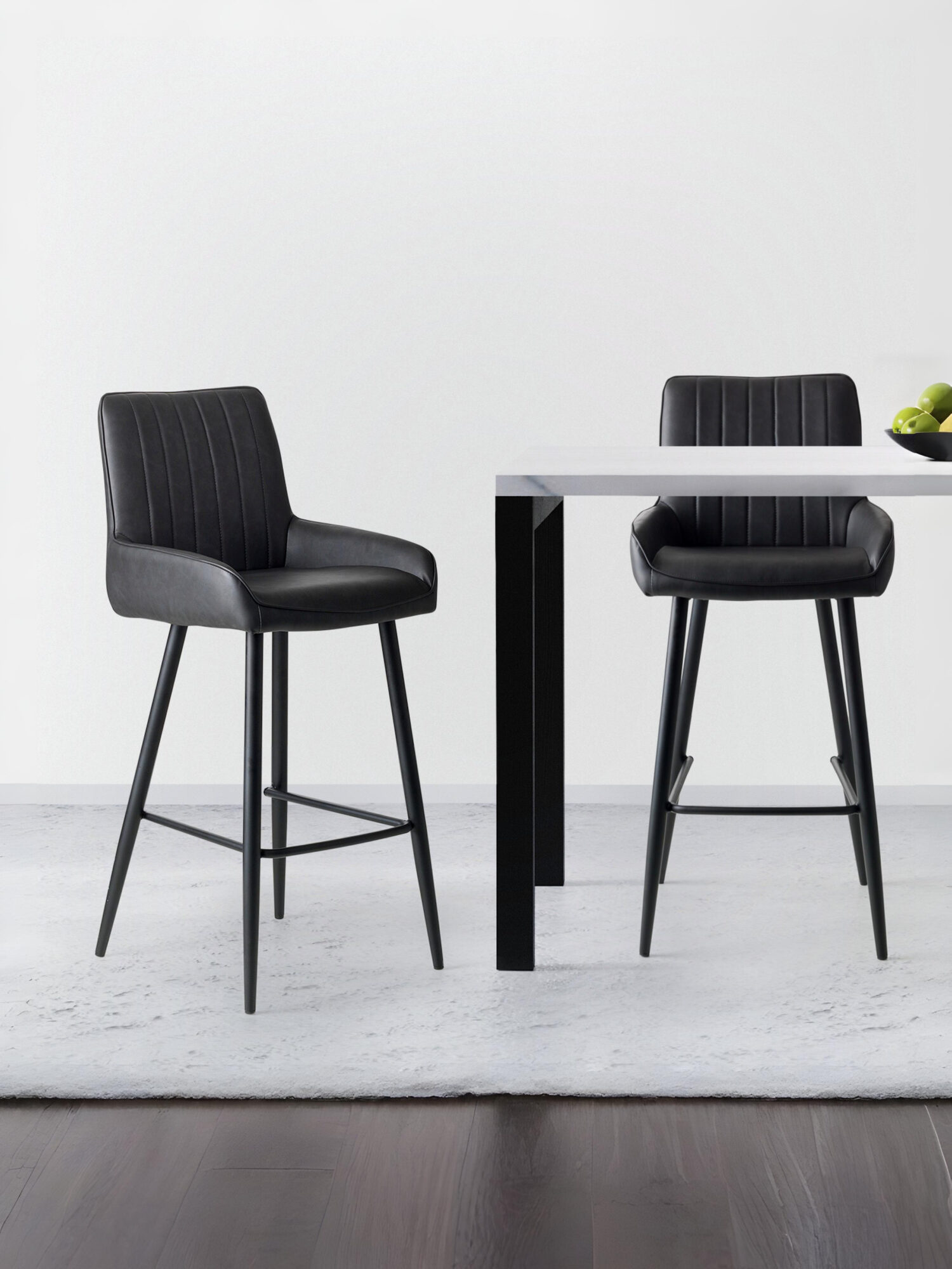 SOH003_1 Soho Bar Stool - Antique Black Faux Leather - Image 1