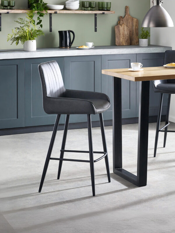 Soho Bar Stool - Antique Black Faux Leather - Image 2