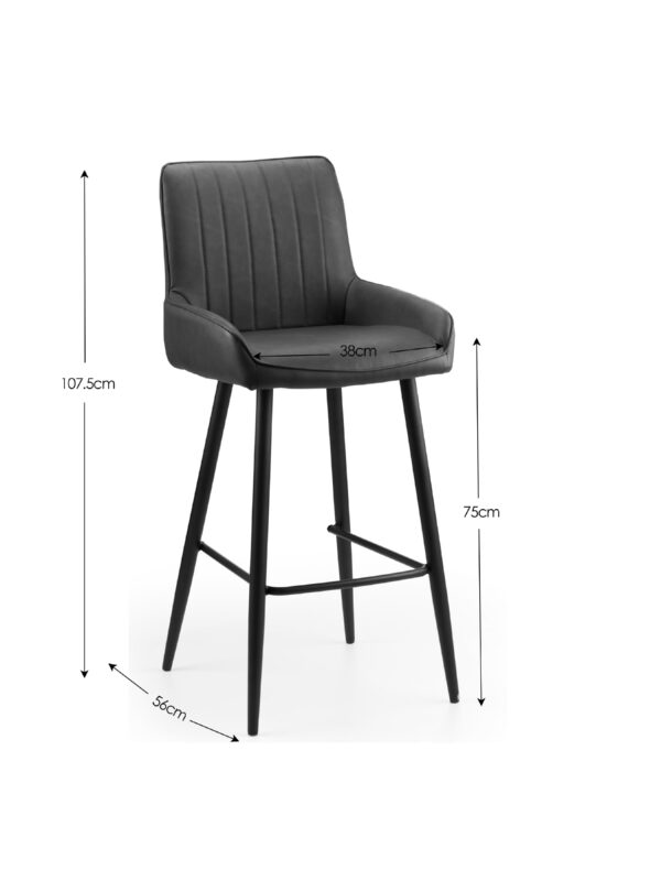 Soho Bar Stool - Antique Black Faux Leather - Image 7