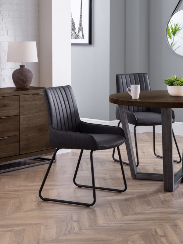 Soho Dining Chairs (Set of 2) - Antique Black Faux Leather