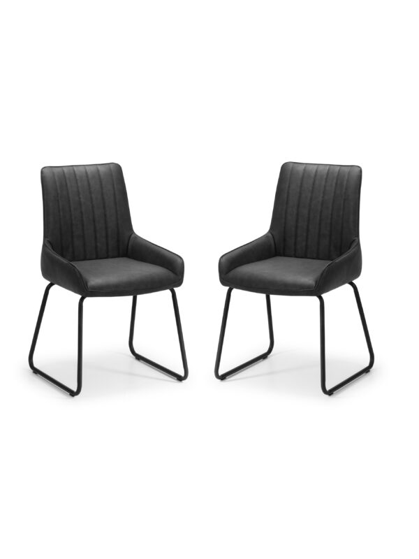 Soho Dining Chairs (Set of 2) - Antique Black Faux Leather - Image 2