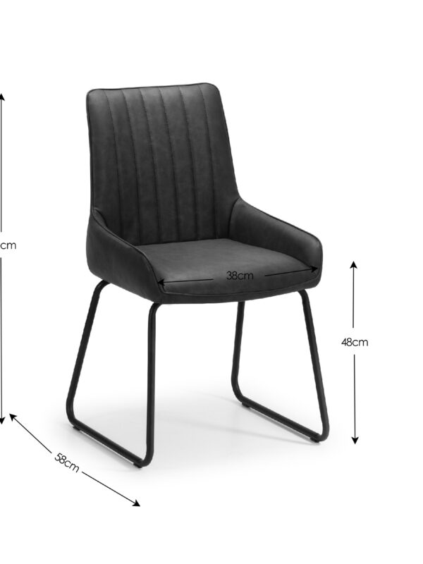 Soho Dining Chairs (Set of 2) - Antique Black Faux Leather - Image 5