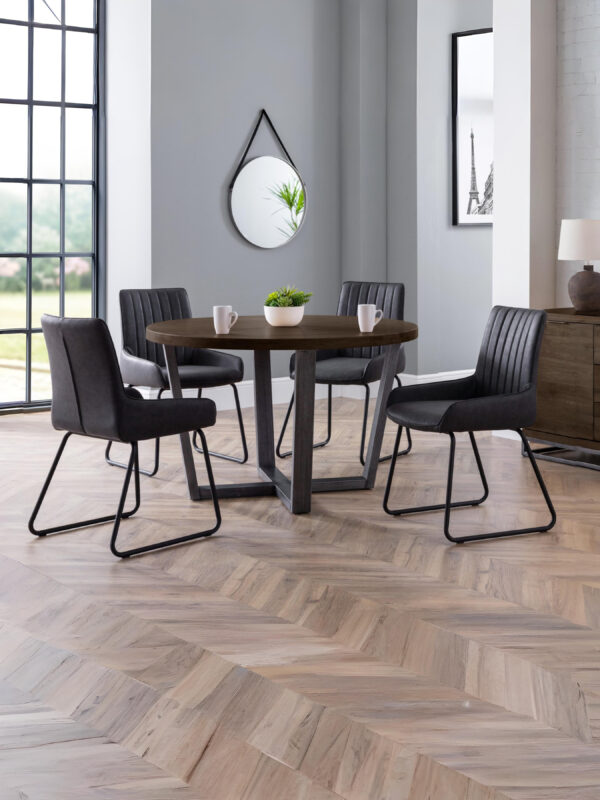 Soho Dining Chairs (Set of 2) - Antique Black Faux Leather - Image 6