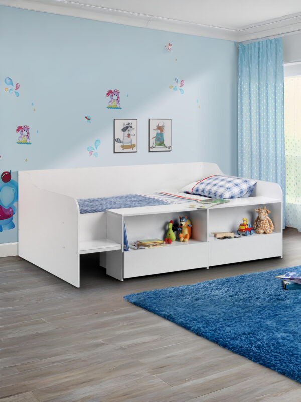 Stella 90cm Single White Low Sleeper Bed with Storage - Image 2