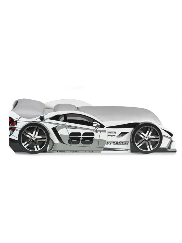 Storm White and Grey High Gloss 90cm Single Race Car Bed - Image 15