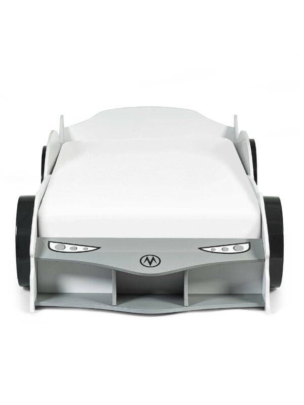 Storm White and Grey High Gloss 90cm Single Race Car Bed - Image 5