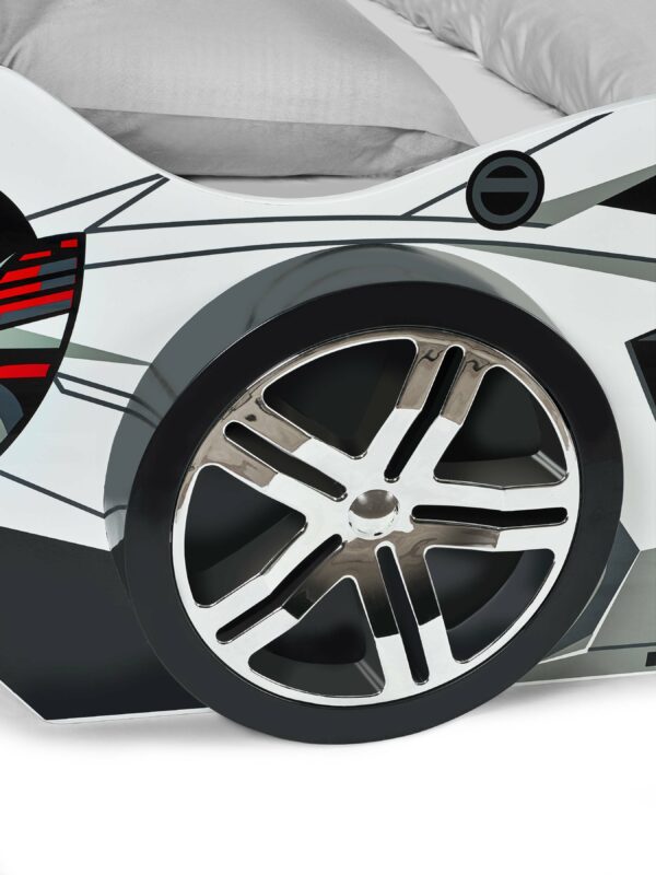 Storm White and Grey High Gloss 90cm Single Race Car Bed - Image 6