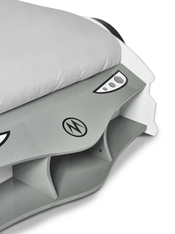 Storm White and Grey High Gloss 90cm Single Race Car Bed - Image 7