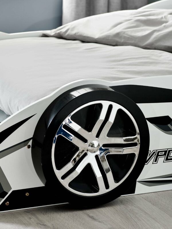 Storm White and Grey High Gloss 90cm Single Race Car Bed - Image 9