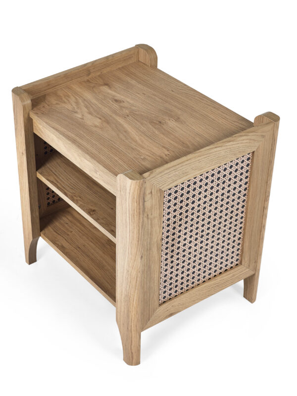 Sydney Rattan Print Side Table - Oak Effect - Image 10
