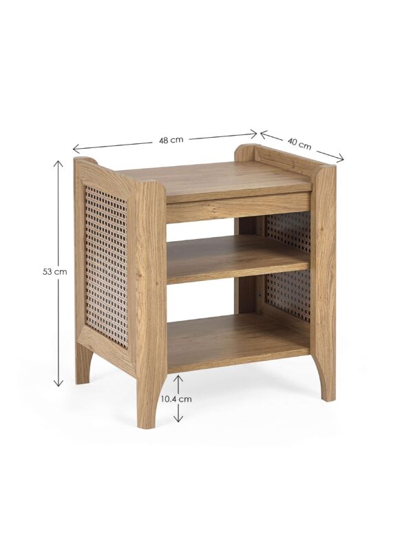 Sydney Rattan Print Side Table - Oak Effect - Image 11