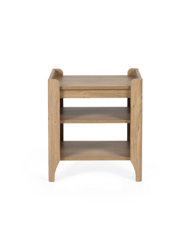 Sydney Rattan Print Side Table - Oak Effect - Image 4