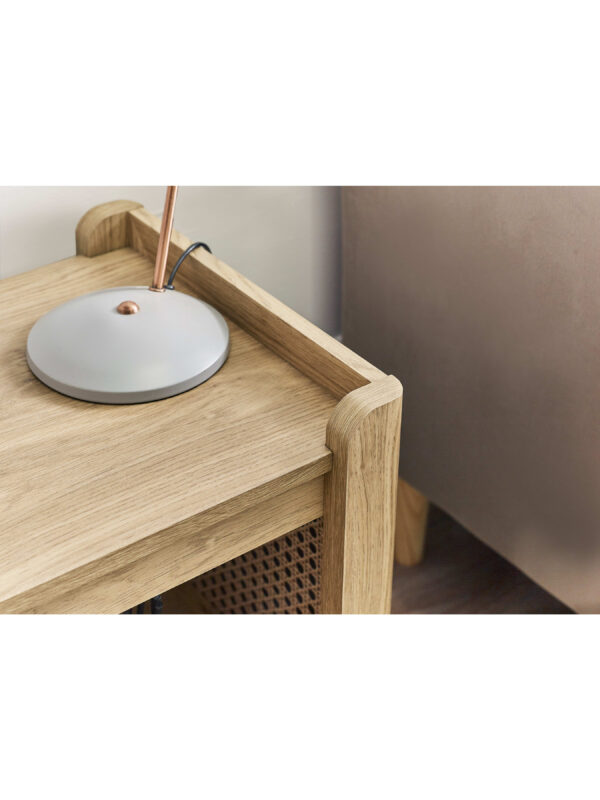 Sydney Rattan Print Side Table - Oak Effect - Image 5