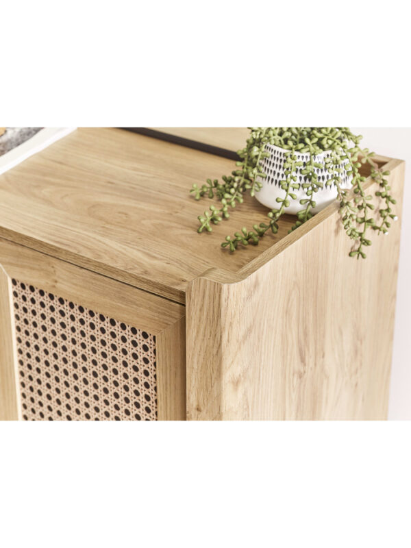 Sydney Rattan Print Side Table - Oak Effect - Image 6