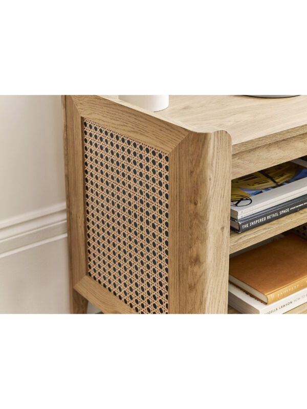 Sydney Rattan Print Side Table - Oak Effect - Image 8