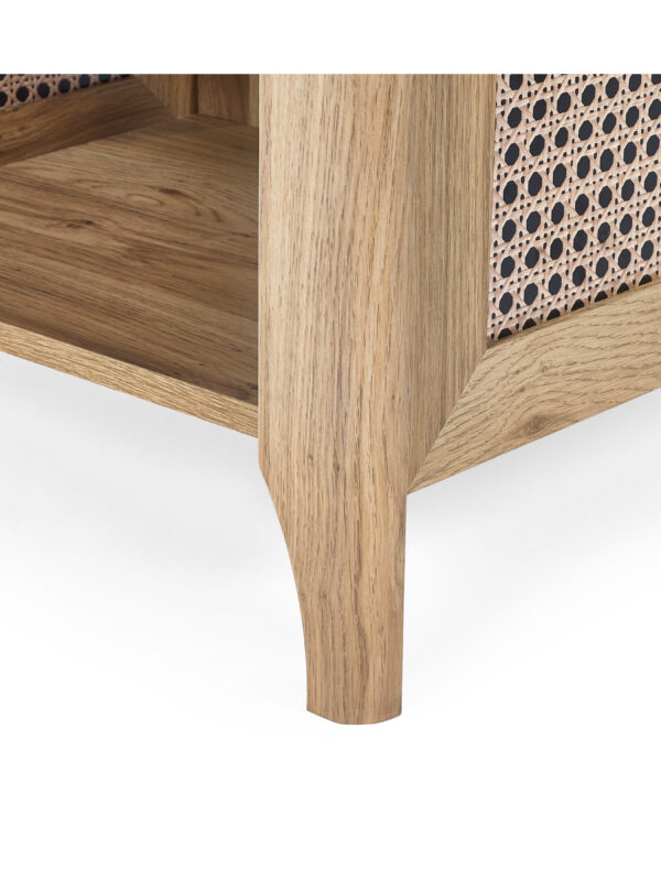 Sydney Rattan Print Side Table - Oak Effect - Image 9
