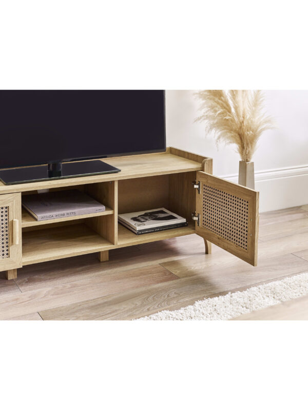 Sydney Rattan Print TV Unit up to 65 Inch - Oak Effect - Image 10