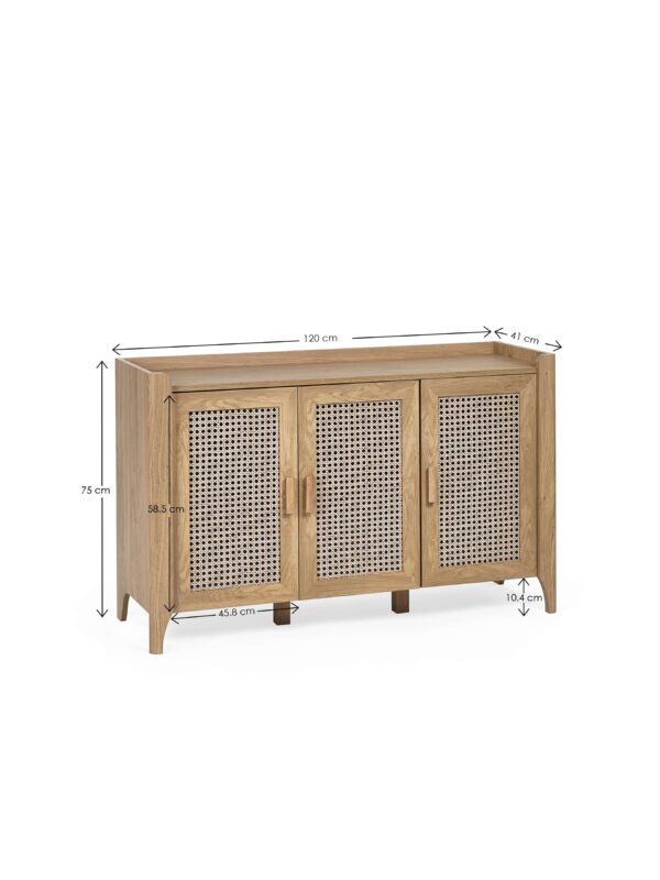 Sydney Rattan Print 3 Door Sideboard - Oak Effect - Image 12