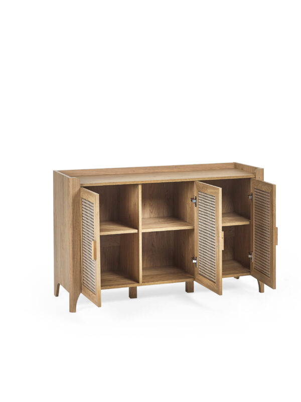 Sydney Rattan Print 3 Door Sideboard - Oak Effect - Image 4