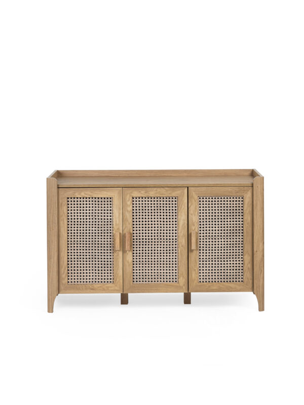 Sydney Rattan Print 3 Door Sideboard - Oak Effect - Image 5