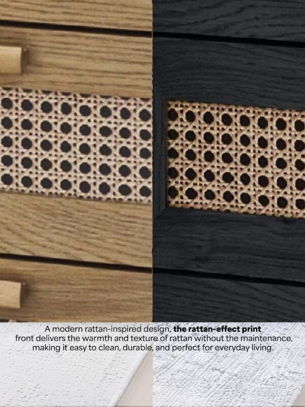 Sydney Rattan Print 3 Door Sideboard - Oak Effect - Image 6