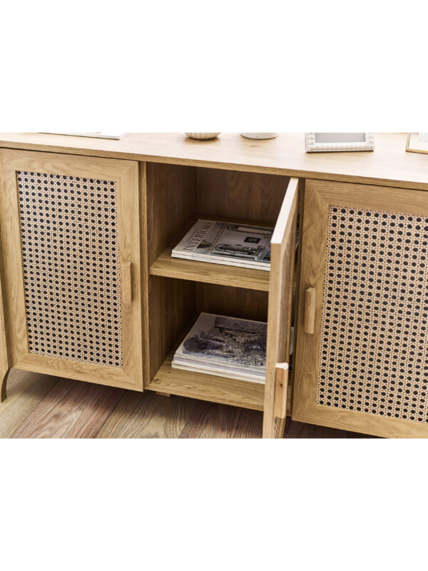 Sydney Rattan Print 3 Door Sideboard - Oak Effect - Image 7