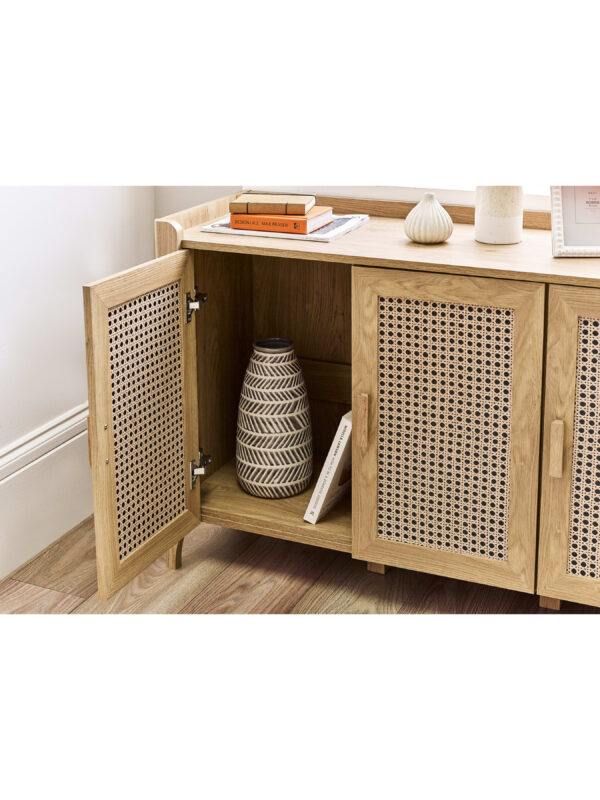 Sydney Rattan Print 3 Door Sideboard - Oak Effect - Image 8