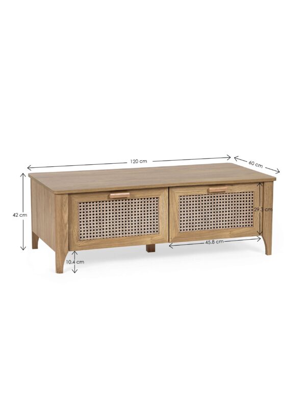 Sydney Rattan Print 2 Drawer Coffee Table - Oak Effect - Image 11